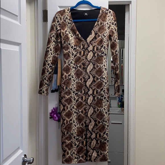 Python print long sleeved midi dress - Picture 4 of 5